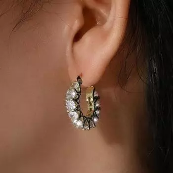 1 пара женских сережек-обручей с кубическим цирконием, круглые, маленькие серьги-кольца, серьги-клипсы для выпускного вечера, медные круглые серьги розового золота