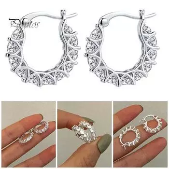 1 пара женских сережек-обручей с кубическим цирконием, круглые, маленькие серьги-кольца, серьги-клипсы для выпускного вечера, медные круглые серьги розового золота