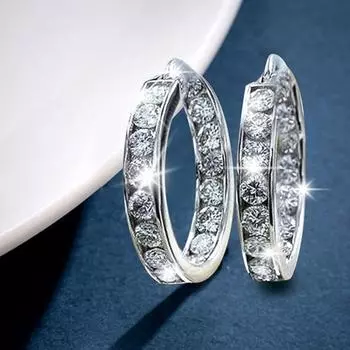 1 пара женских сережек-обручей с кубическим цирконием, круглые серьги-кольца, парные украшения для ушей, гальванизированные медные геометрические висячие серьги серебряный