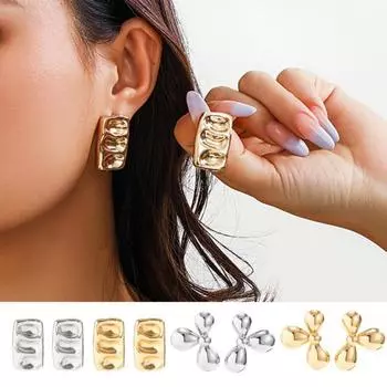 1 пара женских сережек, преувеличенные нерегулярные однотонные серьги с полированным цветком, жидкая спиральная форма, ювелирные изделия для ушей, женские серьги для выпускного вечера, клубные висячие серьги