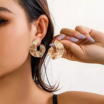 1 пара женских сережек-пусетов неправильной формы, противоскользящие с гальваническим покрытием в стиле панк золотистый