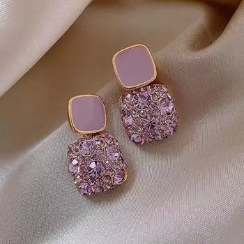 1 пара женских сережек с блестящими стразами, капли масла, геометрический декор, украшение для Европы и Америки