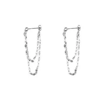 1 пара женских сережек с цепочкой и кисточками, двухслойные, легкие, гладкие, медные, висячие серьги для выпускного вечера, свидания, официального банкета серебряный