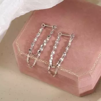 1 пара женских сережек с цепочкой и кисточками, двухслойные, легкие, гладкие, медные, висячие серьги