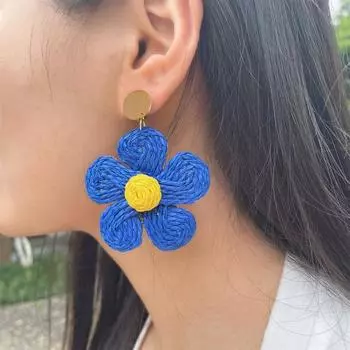 1 пара женских сережек с цветами ярких цветов, ювелирные изделия в праздничном стиле с цветочным принтом розовый