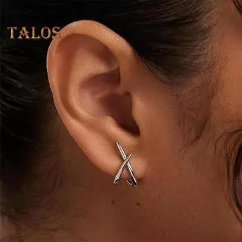 1 пара женских сережек с геометрическим крестом из сплава, ажурные противоскользящие гладкие серьги-гвоздики, повседневные украшения для вечеринок и клубов серебряный