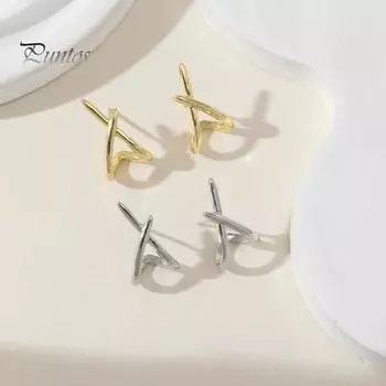 1 пара женских сережек с геометрическим крестом из сплава, ажурные противоскользящие гладкие серьги-гвоздики, повседневные украшения для вечеринок и клубов серебряный