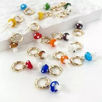 1 пара женских сережек с гладкой поверхностью, декоративные, прочные, антидеформированные, милые, яркие, в форме гриба белый