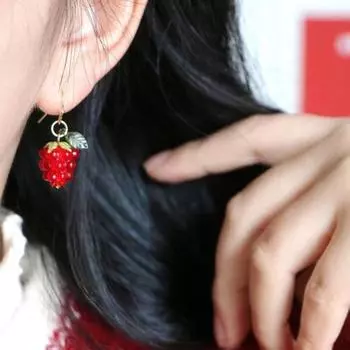 1 пара женских сережек с искусственным кристаллом малины, серьги-кисточки с фруктами, серьги-крючки для выпускного вечера, вечеринки, свидания, украшения для ушей B