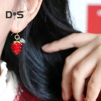 1 пара женских сережек с искусственным кристаллом малины, серьги-кисточки с фруктами, серьги-крючки для выпускного вечера, вечеринки, свидания, украшения для ушей B