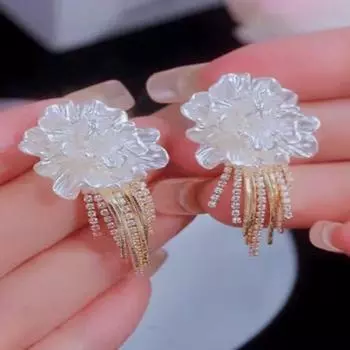 1 пара женских сережек с кисточками в форме цветка, со стразами, винтажный стиль, роскошь