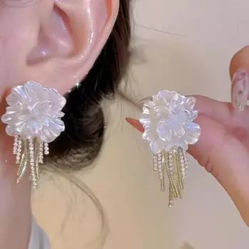 1 пара женских сережек с кисточками в форме цветка, со стразами, винтажный стиль, роскошь