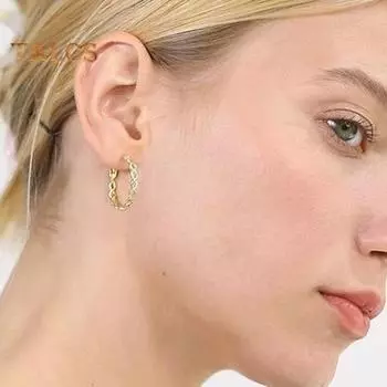 1 пара женских сережек с круглыми ажурными стразами, украшение в виде витого кольца для ушей, для женщин, для свиданий, выпускного вечера серебряный