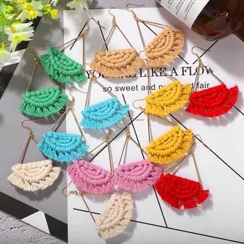 1 пара женских сережек с подвесками, универсальные украшения для ушей, креативное плетение зелёный