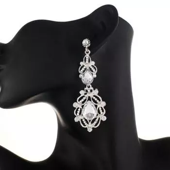 1 пара женских сережек с вырезами и стразами, легкие висячие серьги, длинные висячие серьги, украшения для ушей для выпускного вечера и свиданий белый