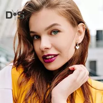 1 пара женских сережек с застежкой-молнией в форме сердца, полированная поверхность, однотонные висячие серьги для свиданий, выпускных вечеринок, серьги-подвески B серебряный