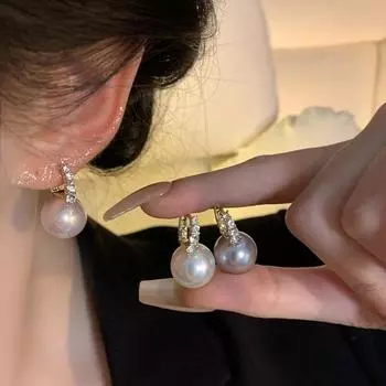 1 пара женских сережек со стразами и искусственным жемчугом, короткие серьги, винтажные полированные, для выпускного вечера, коктейльной вечеринки, украшения для ушей, подарок на день рождения для леди золотистый