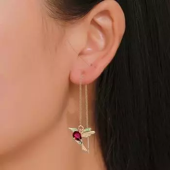 1 пара женских сережек со стразами, подвеска в виде колибри, висячие серьги, элегантные длинные серьги с кисточками синий