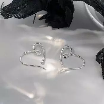 1 пара женских сережек в форме полого сердца, преувеличенный стиль, скрученная текстура, однотонные легкие висячие серьги для выпускного вечера, клуба, свиданий Love Heart