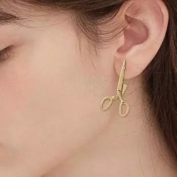 1 пара женских сережек в преувеличенном стиле в форме ножниц в стиле ретро, индивидуальные, противоскользящие, для повседневной носки чёрный