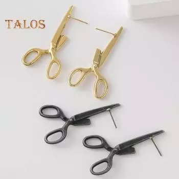 1 пара женских сережек в преувеличенном стиле в форме ножниц в стиле ретро, индивидуальные, противоскользящие, для повседневной носки, для особых случаев, для клуба, украшения для ушей чёрный