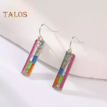 1 пара женских сережек в стиле бохо, винтажные висячие серьги в этническом стиле, цветные продолговатые серьги-крючки, выпускные, повседневные, дорожные, украшения для ушей разноцветный