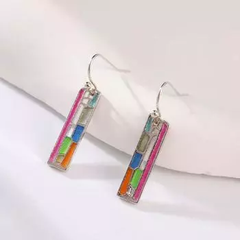 1 пара женских сережек в стиле бохо, винтажные висячие серьги в этническом стиле, цветные, продолговатой формы