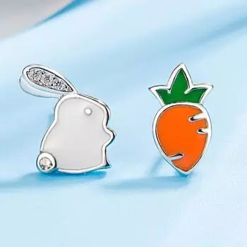 1 пара женских сережек, забавный подарок, сплав, красивые заячьи стразы, серьги-морковки, модные украшения