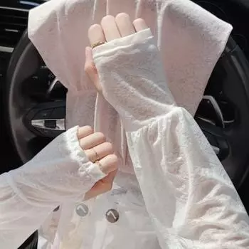 1 пара женских сетчатых солнцезащитных козырьков, рукавов для защиты от солнца, полиэстера, кружевных рукавов для защиты от солнца, лета серый