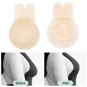 1 пара женских силиконовых накладок на грудь, устойчивых к поту, противоскользящих, невидимых, в форме кроличьих ушей, поддержки груди, ультратонких