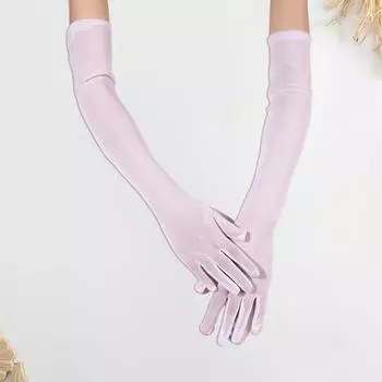 1 пара женских свадебных перчаток, тонкие прозрачные сетчатые эластичные однотонные перчатки длиной до локтя, на пять пальцев, для выпускного вечера, коктейльных вечеринок белый