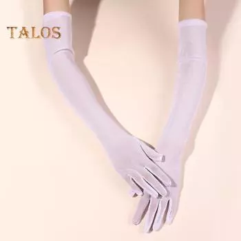 1 пара женских свадебных перчаток, тонкие прозрачные сетчатые эластичные однотонные перчатки длиной до локтя, на пять пальцев, для выпускного вечера, коктейльных вечеринок чёрный