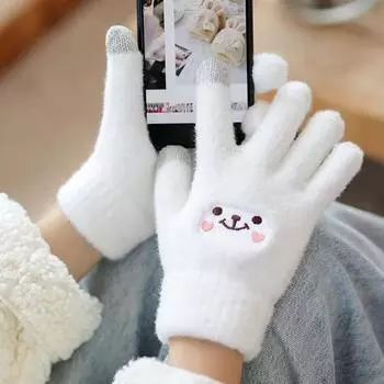 1 пара женских толстых теплых перчаток с сенсорным экраном для зимних лыжных прогулок, ветрозащитные перчатки для улицы, защищающие от холода, с пятью пальцами розовый