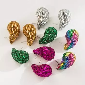 1 пара женских украшений со стразами в форме градиента, красочные цвета, серьги-гвоздики для ежедневных поездок, вечеринок разноцветный