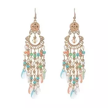 1 пара женских винтажных полые бусины в этническом стиле в богемном стиле с ушками разноцветный