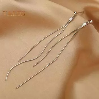 1 пара женских висячих серег, длинные линейные висячие серьги из сплава с кисточками, гальванические украшения для ушей, женские серьги-подвески для выпускного вечера, коктейльной вечеринки золотистый
