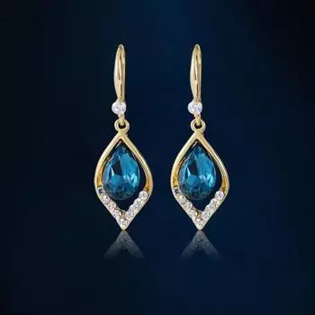 1 пара женских висячих серег для выпускного вечера в форме капли из искусственного кристалла, роскошные винтажные полые из нержавеющей стали, легкие антиаллергенные украшения для ушей, ювелирные изделия золотистый