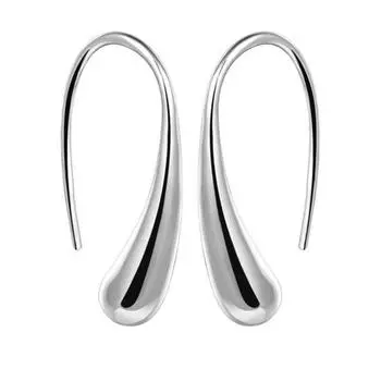 1 пара женских висячих серег из нержавеющей полированной меди, сплошной цвет, полые капли воды, антиаллергенный крючок для ушей, легкие украшения для ушей Silver plated