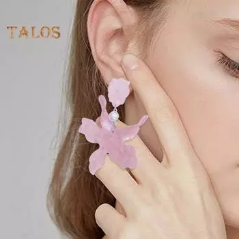 1 пара женских висячих серег неправильной формы в форме цветка, декор из искусственного жемчуга, богемный стиль, женские серьги-крючки, серьги-подвески для выпускного, пляжа, висячие серьги красный