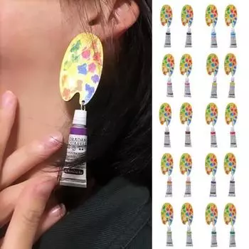 1 пара женских висячих серег с геометрическим рисунком, художественных декоративных изысканных художественных досок из нержавеющей стали красный