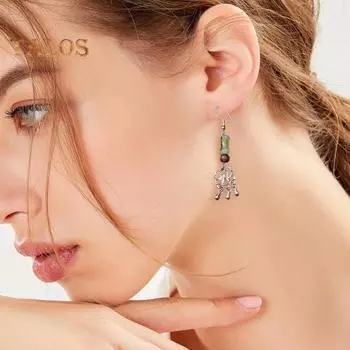 1 пара женских висячих серег с полым цветком, винтажные серьги в китайском стиле из бамбука в форме соединения ханьфу и ципао, длинные висячие серьги с кисточками чёрный