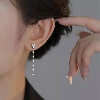 1 пара женских висячих серег с розой и стразами, декор с длинной кисточкой, медные гальванические украшения для ушей, женские серьги-подвески для выпускного вечера, коктейля, вечеринки серебряный