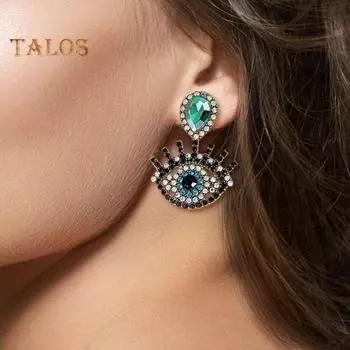 1 пара женских висячих серег со стразами в форме глаз, преувеличенные ретро-стиль, полые серьги-подвески для клубной вечеринки, украшения для ушей розы красного