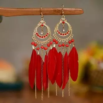 1 пара женских висячих серег в богемном стиле, этнические синтетические перья, изысканная леди светло-синий