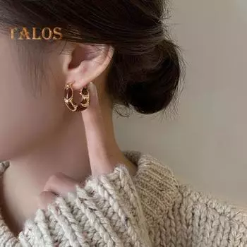 1 пара женских висячих серег, винтажные U-образные серьги с каплями масла, гладкие, одинаковые по цвету серьги-обнимашки, серьги-подвески для выпускного вечера, висячие серьги, украшения для ушей B