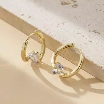 1 пара женских висячих сережек из полированной меди с кубическим цирконием, серьги-гвоздики неправильной формы с гальваническим покрытием серебряный