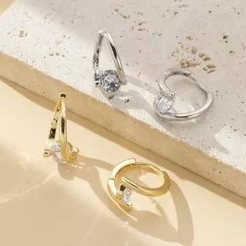 1 пара женских висячих сережек из полированной меди с кубическим цирконием, нерегулярные серьги-гвоздики с гальваническим покрытием для вечеринки, свидания, выпускного вечера серебряный
