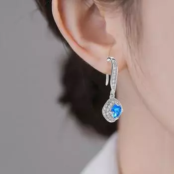 1 пара женских висячих сережек контрастного цвета со стразами, вечерние серьги для красный