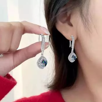 1 пара женских висячих сережек контрастного цвета со стразами, вечерние серьги для выпускного вечера, коктейльных вечеринок, дня рождения, юбилея, подарка, ювелирных изделий