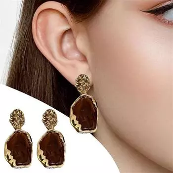 1 пара женских висячих сережек неправильной геометрии, серьги-капли, глянцевые мраморные серьги для вечеринки, свидания, банкета, украшения для ушей из сплава золотистый
